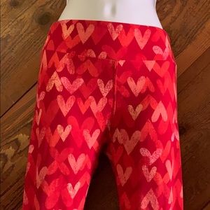 Women’s Red and Pink Heart Leggings